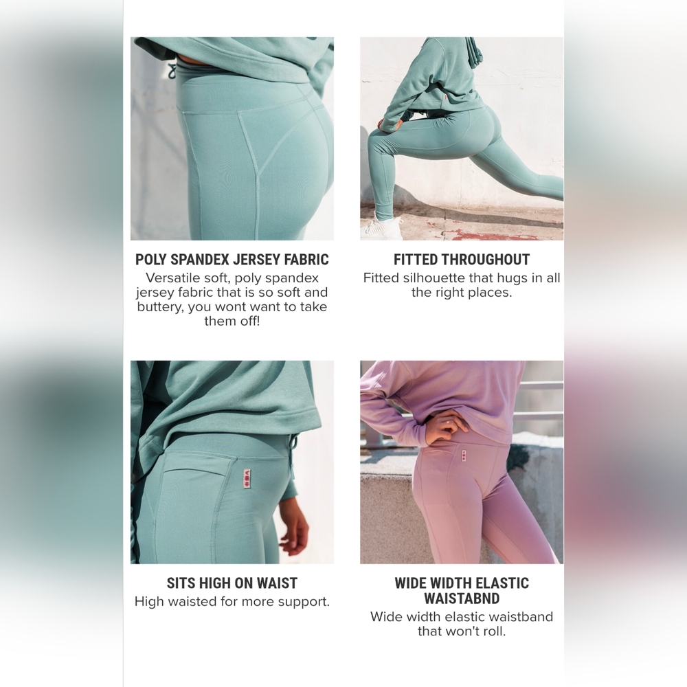 Easton x Jen Schro ADAN Leggings - Garland Dusty Teal Green Blue Size M - Picture 2 of 8